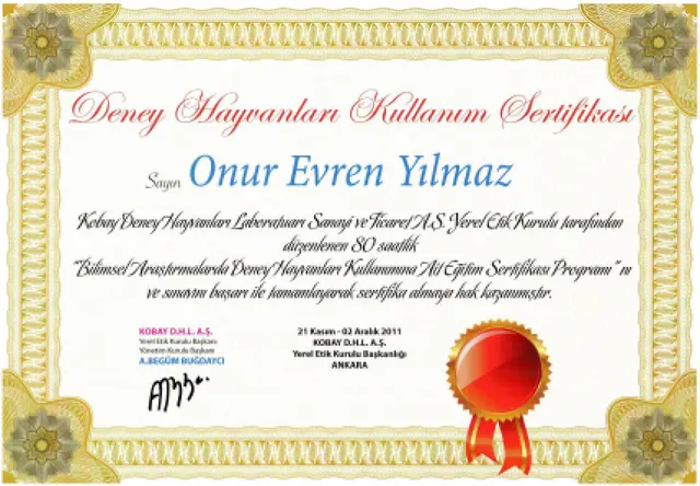 certificat utilizare animale de laborator, chirurg plastician Izmir