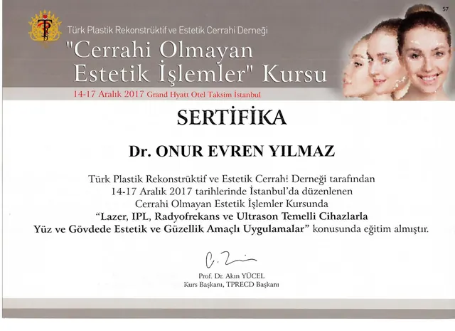 certificat aparate laser, IPL, radiofrecvență și ultrasunete, chirurg plastician Izmir
